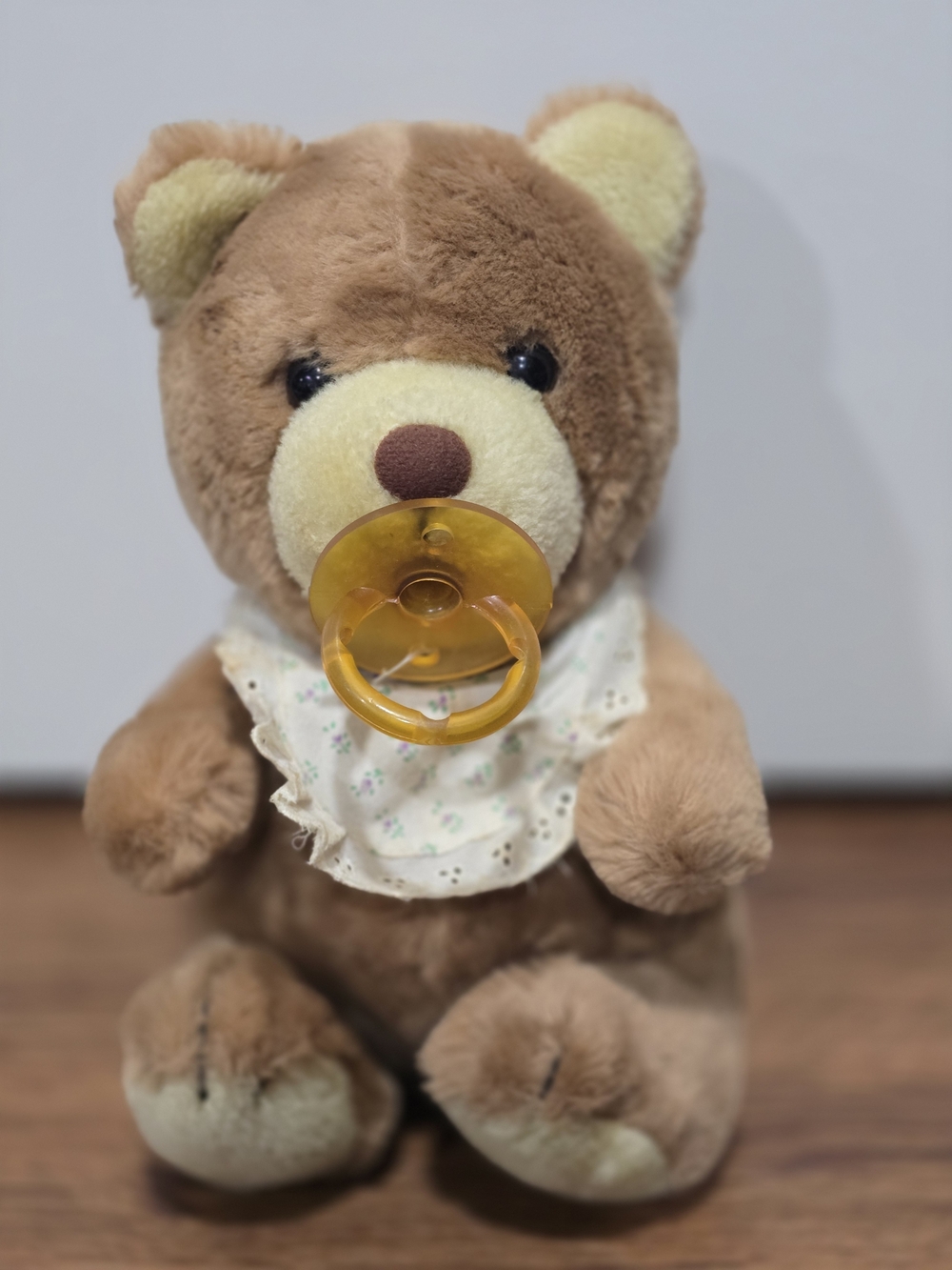 Vintage 1984 Dakine Brown Plush Bear with Yellow Pacifier and Cream Bandana